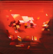 „Czerwona mgła”, olej, płótno, 75x75 cm, 2002